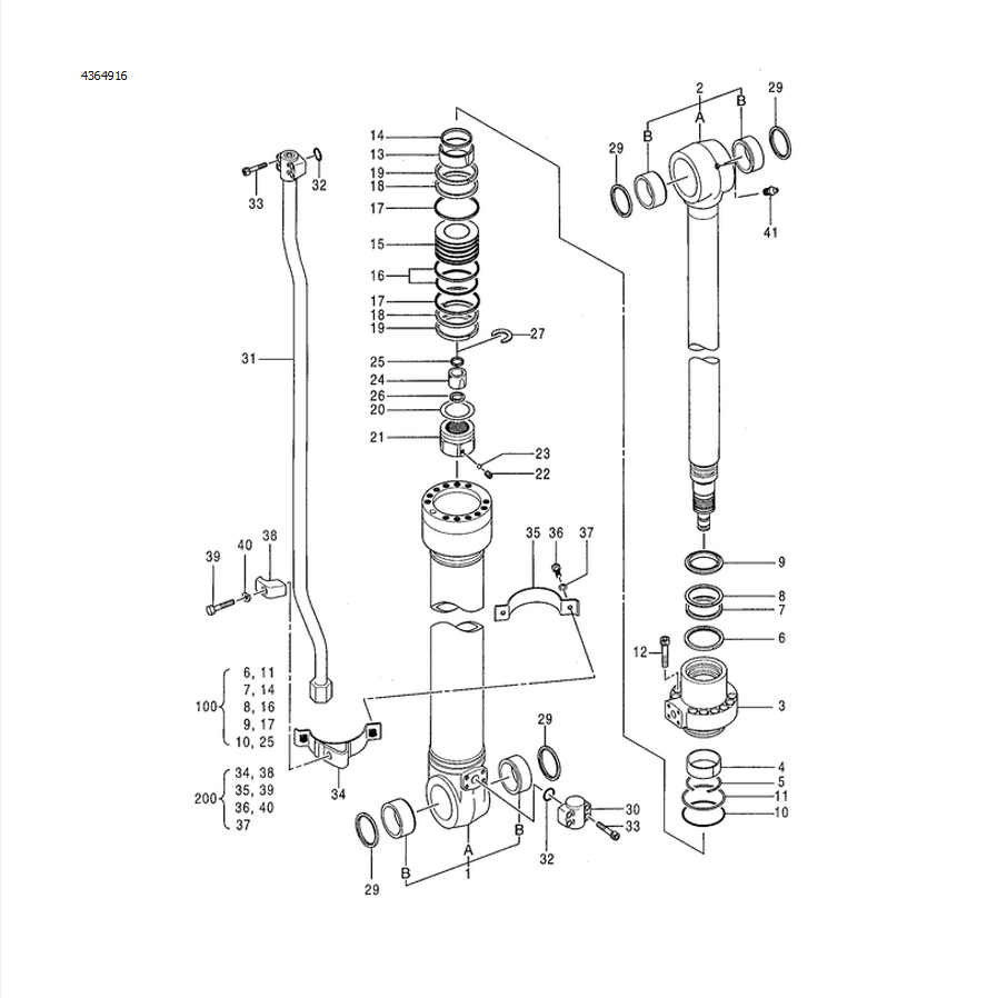 Compatível com Hitachi Escavadora ZX200 ZX200LC ZX210 ZX210LC ZX210LCH Kit de veda??o de cilindro de bra?o 4364916 4448399 4477841 644 994 000 ZX200, ZX200LC, ZX210, ZX210LC, ZX210LCH
