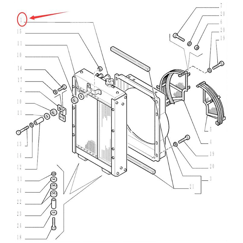 Compatível com CASE Crawler Dozer 1650K - Radiador de água de refrigera??o 76053580